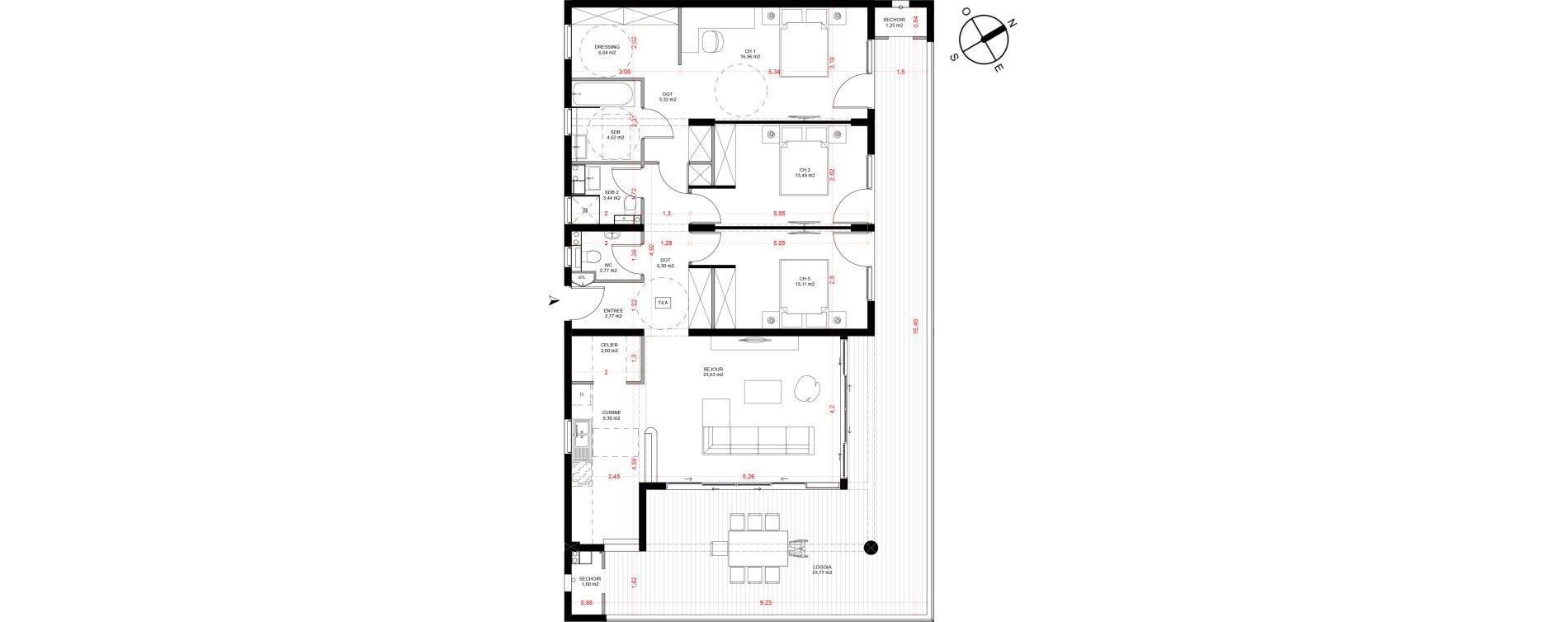 Appartement T4 de 111,19 m2 &agrave; Fort-De-France Etang z abricot
