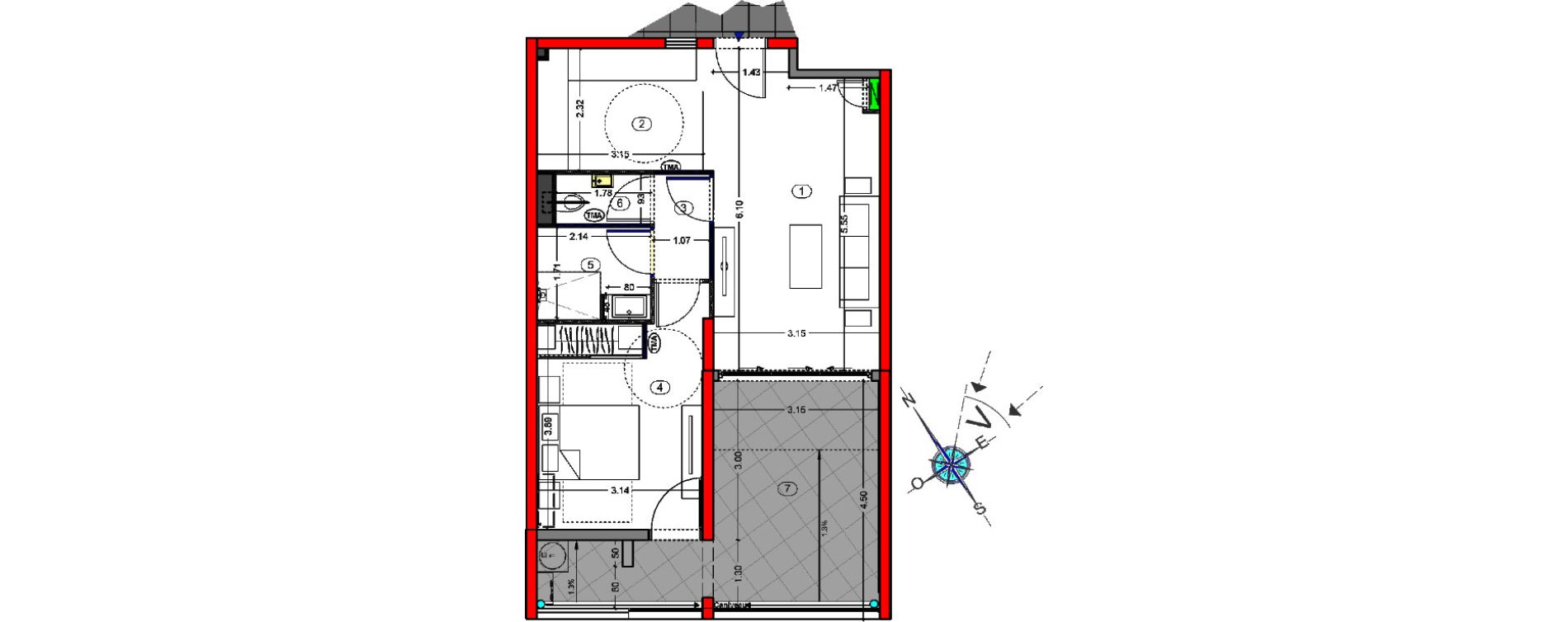 Appartement T2 de 46,00 m2 &agrave; Fort-De-France Etang z abricot
