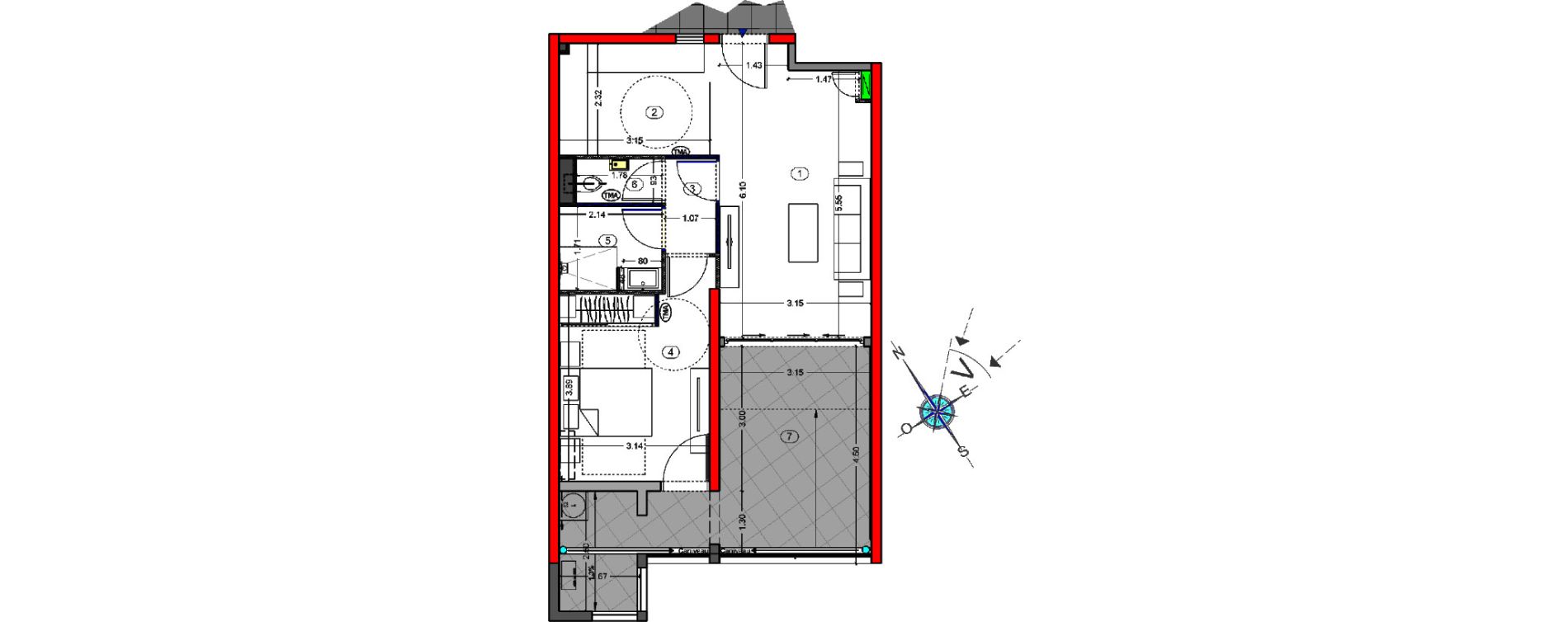 Appartement T2 de 46,32 m2 &agrave; Fort-De-France Etang z abricot