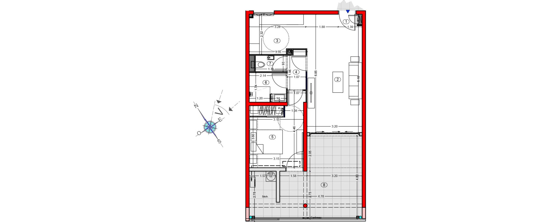 Appartement T2 de 48,95 m2 &agrave; Fort-De-France Etang z abricot