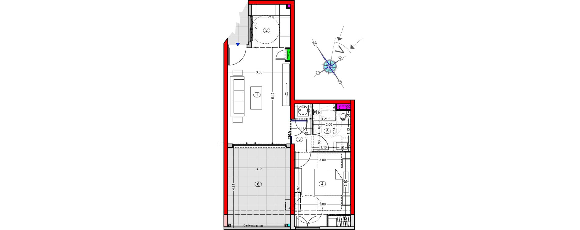 Appartement T2 de 41,09 m2 &agrave; Fort-De-France Etang z abricot