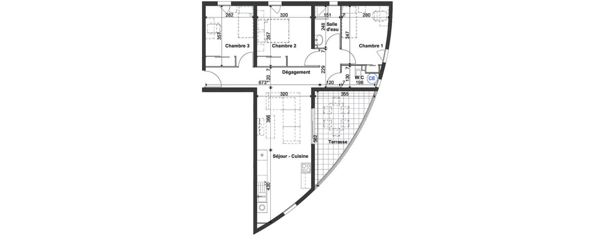 Appartement T4 de 71,56 m2 &agrave; Fort-De-France Etang z abricot