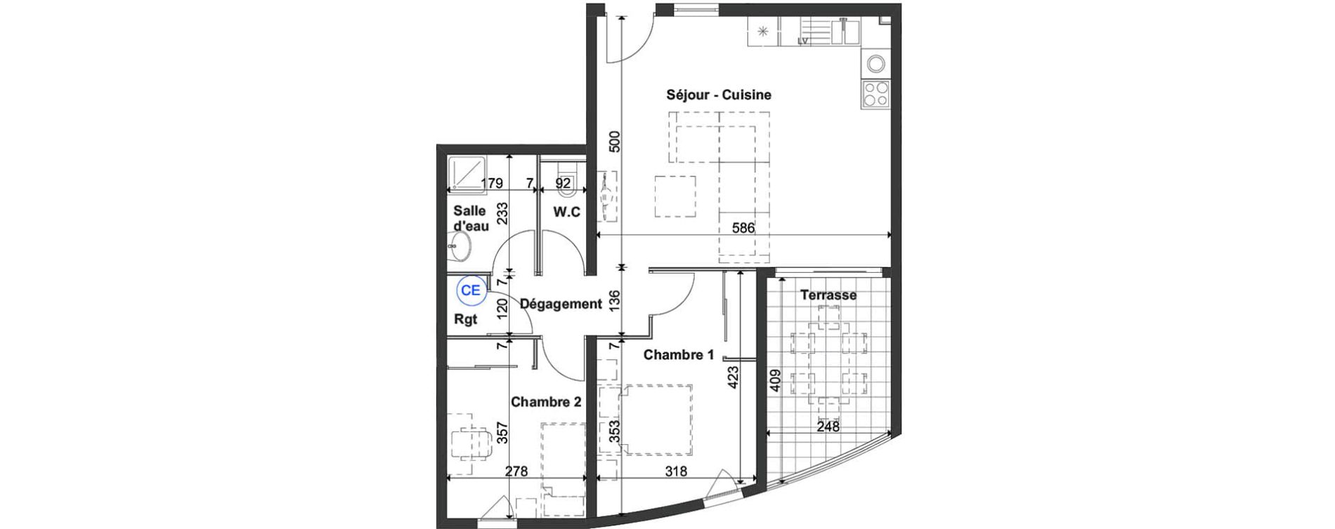 Appartement T3 de 63,46 m2 &agrave; Fort-De-France Etang z abricot