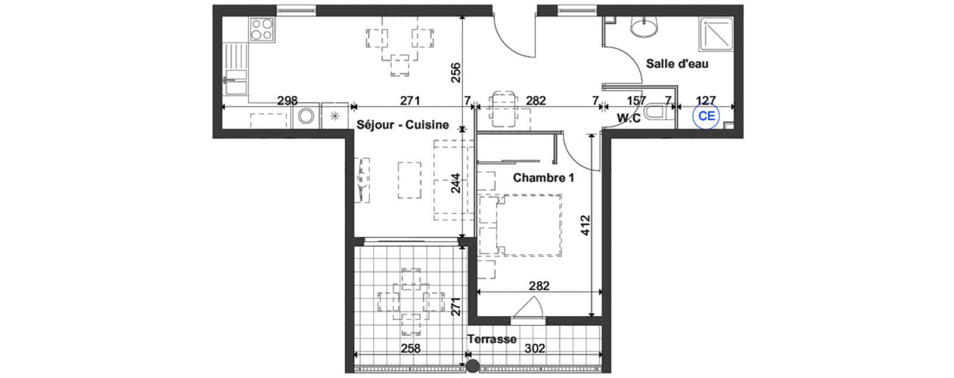 Appartement T2 de 47,47 m2 &agrave; Fort-De-France Etang z abricot