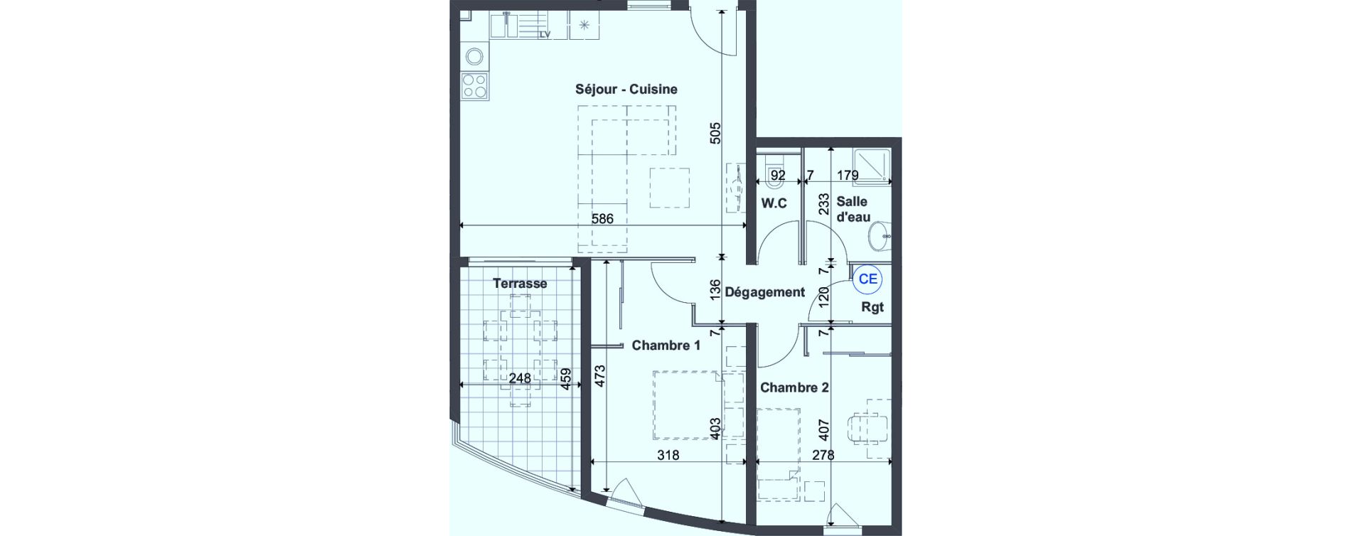 Appartement T3 bis de 66,72 m2 &agrave; Fort-De-France Etang z abricot