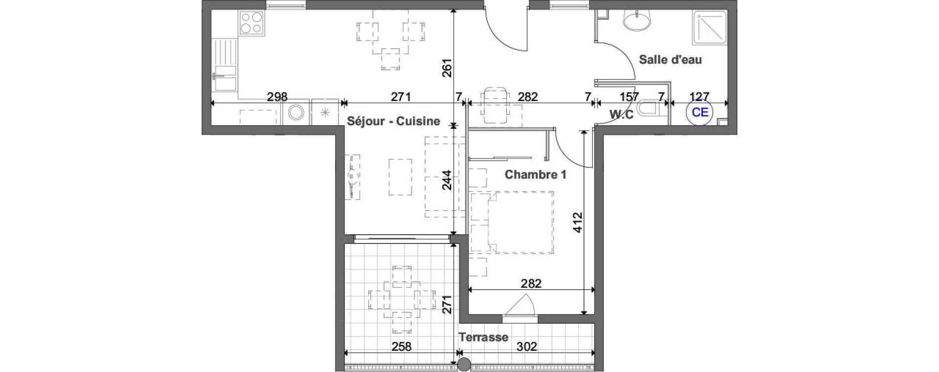 Appartement T2 de 48,03 m2 &agrave; Fort-De-France Etang z abricot