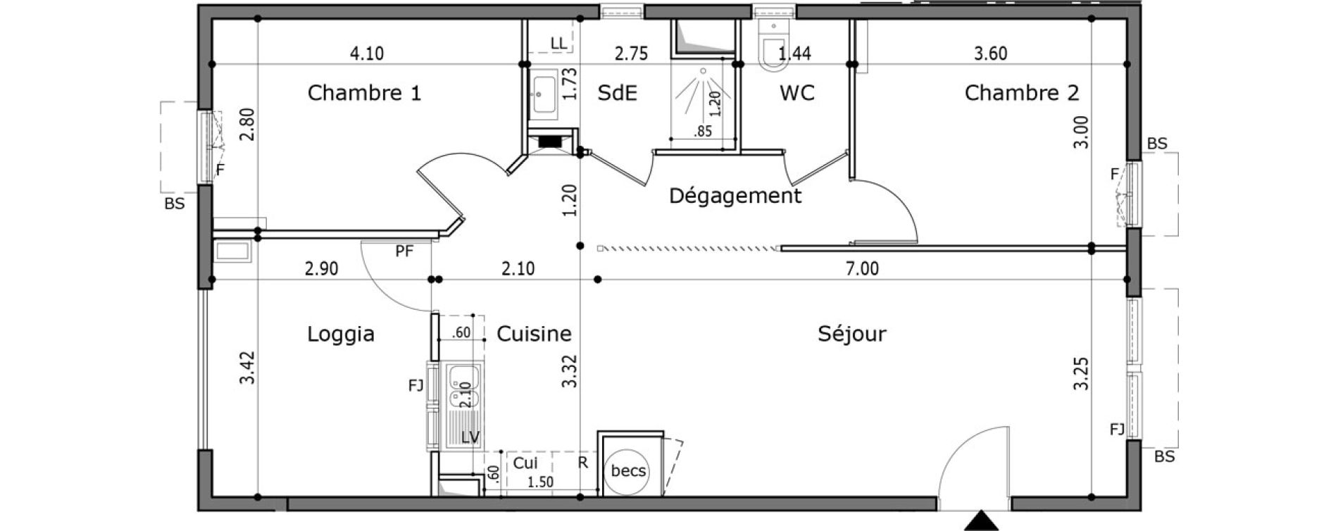 Appartement T3 de 63,61 m2 Trinit&eacute; La trinite