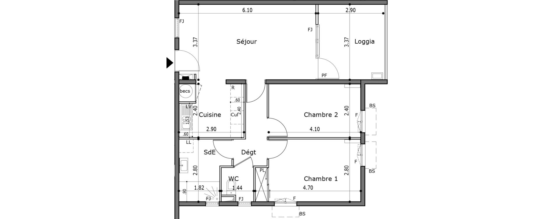 Appartement T3 de 61,45 m2 Trinit&eacute; La trinite