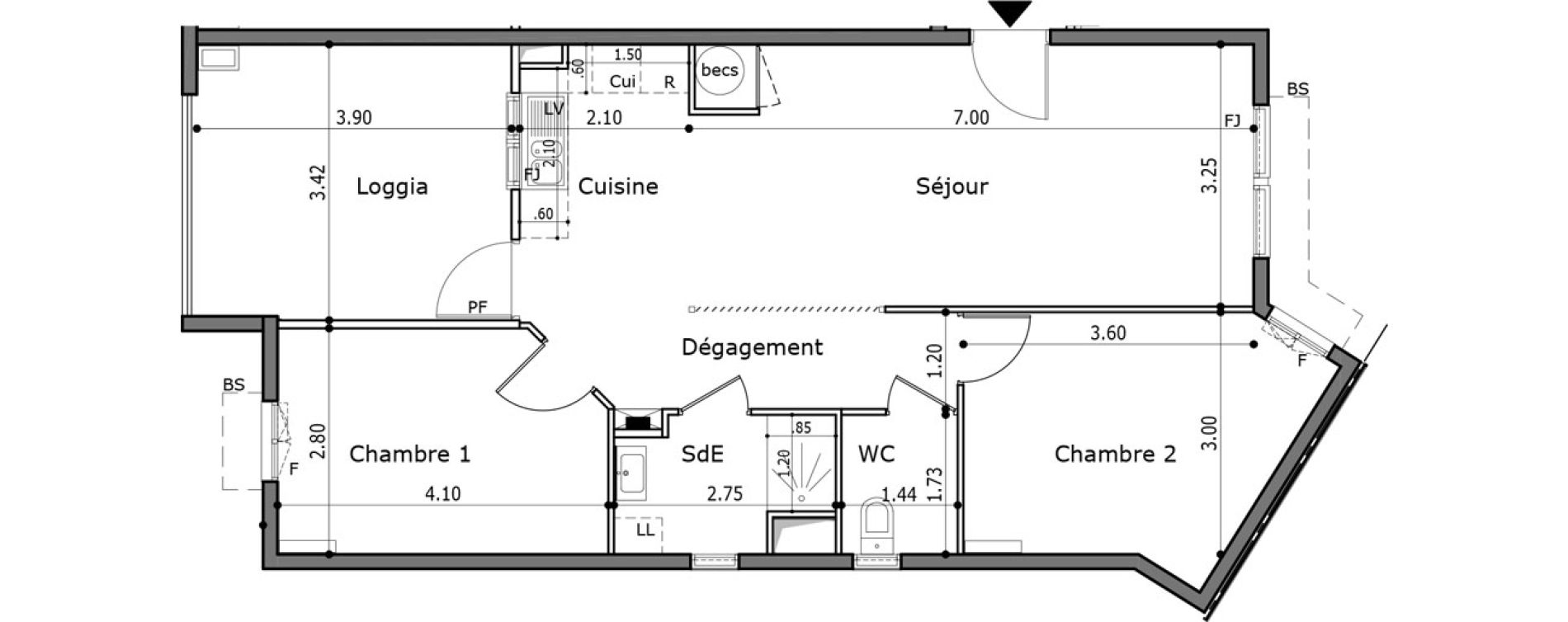 Appartement T3 de 65,03 m2 Trinit&eacute; La trinite