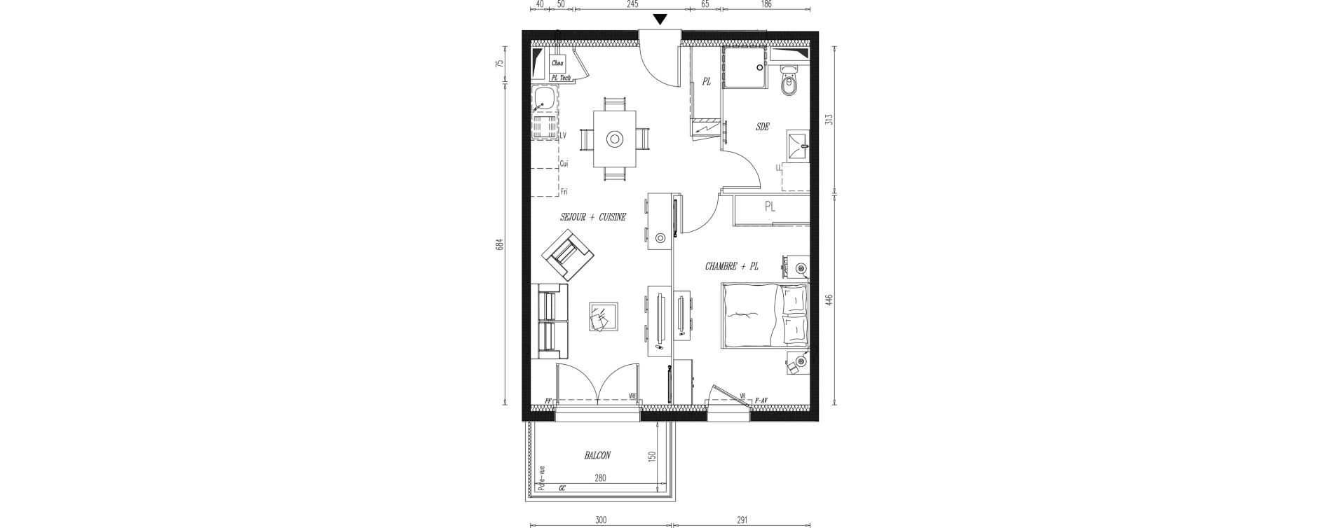 Appartement T2 de 43,96 m2 &agrave; Aigrefeuille-Sur-Maine Centre