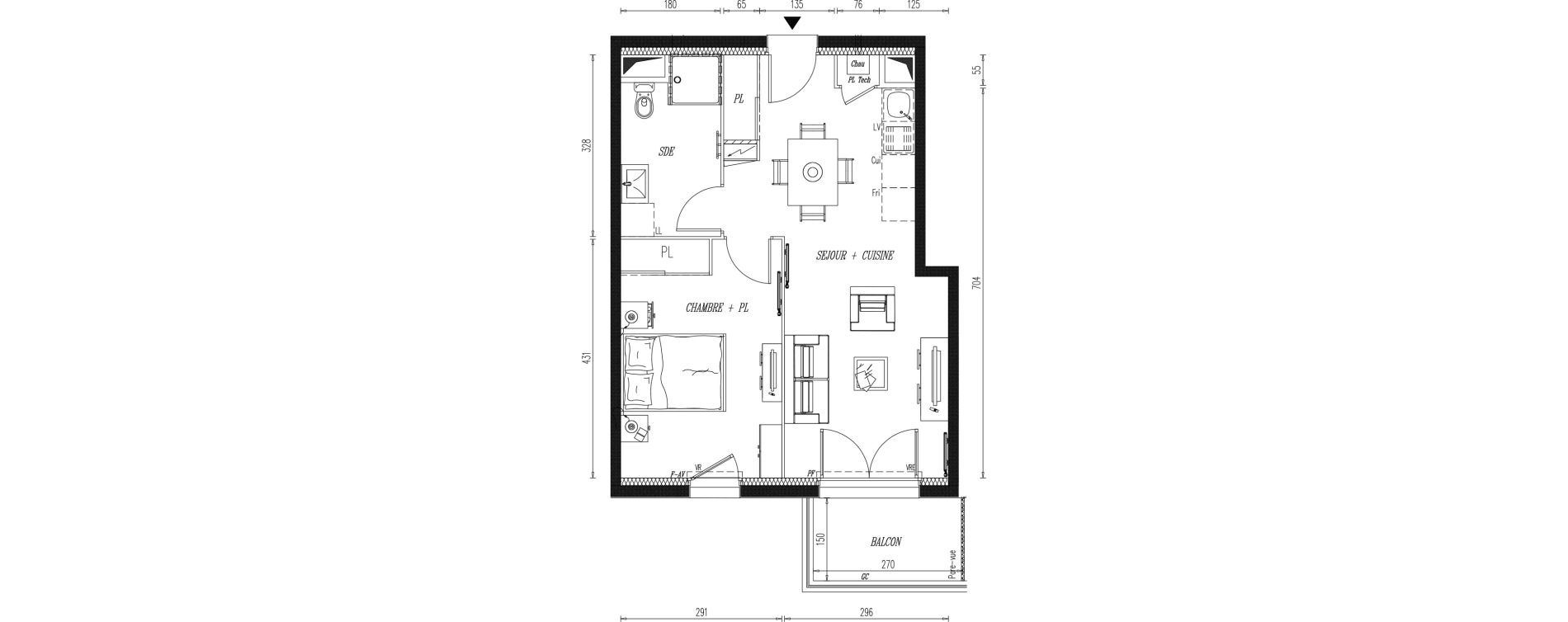 Appartement T2 de 41,10 m2 &agrave; Aigrefeuille-Sur-Maine Centre