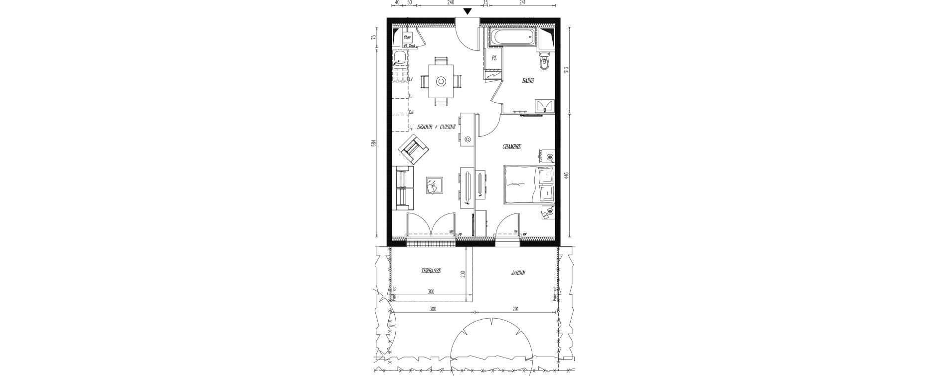 Appartement T2 de 43,72 m2 &agrave; Aigrefeuille-Sur-Maine Centre
