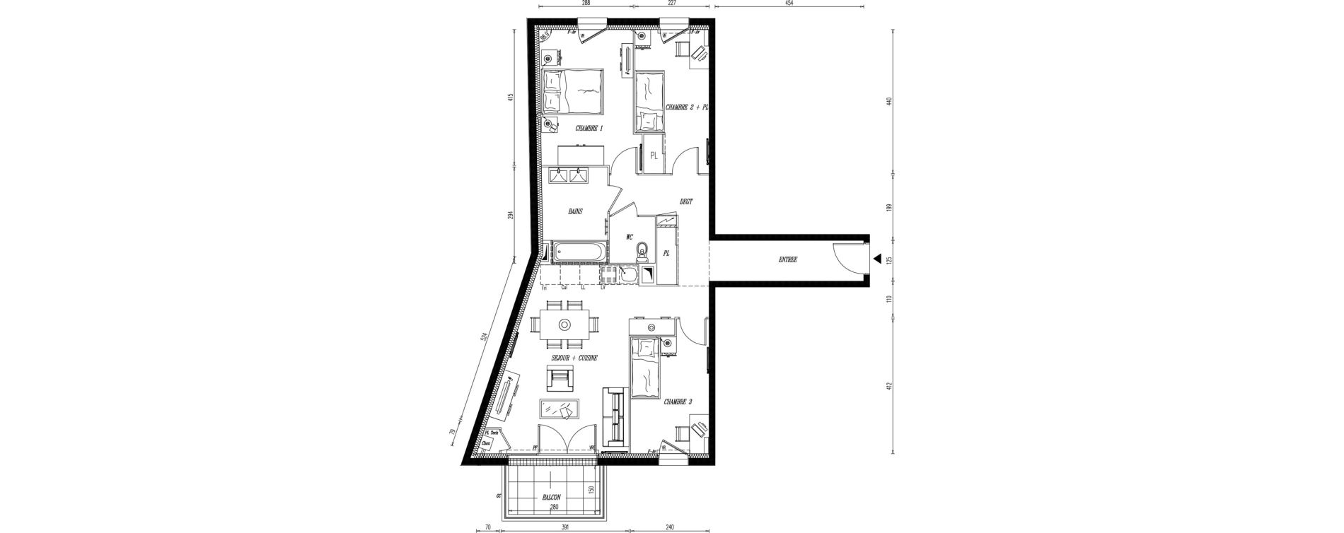 Appartement T4 de 76,12 m2 &agrave; Aigrefeuille-Sur-Maine Centre