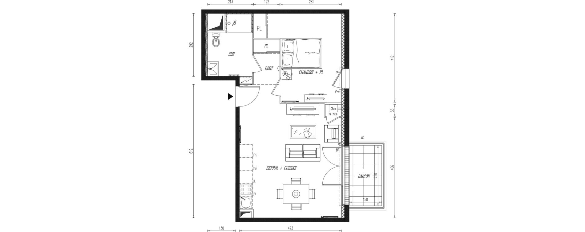 Appartement T2 de 47,27 m2 &agrave; Aigrefeuille-Sur-Maine Centre