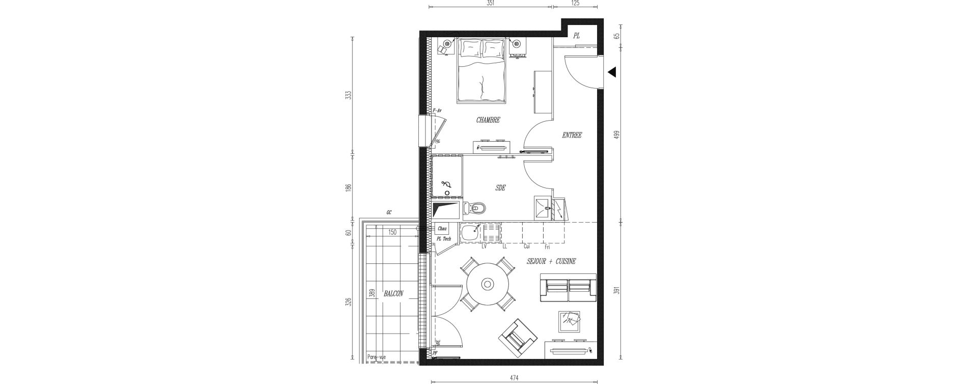 Appartement T2 de 42,41 m2 &agrave; Aigrefeuille-Sur-Maine Centre