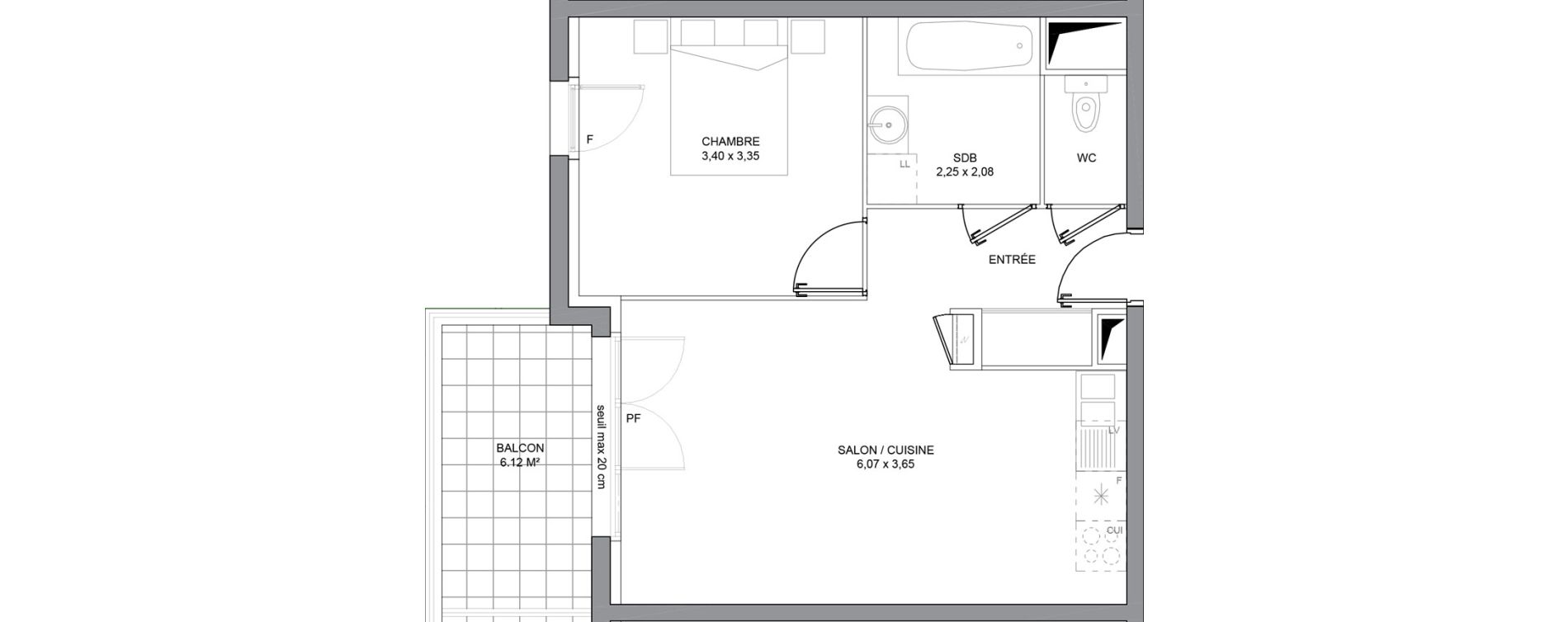 Appartement T2 de 42,53 m2 &agrave; Basse-Goulaine Centre