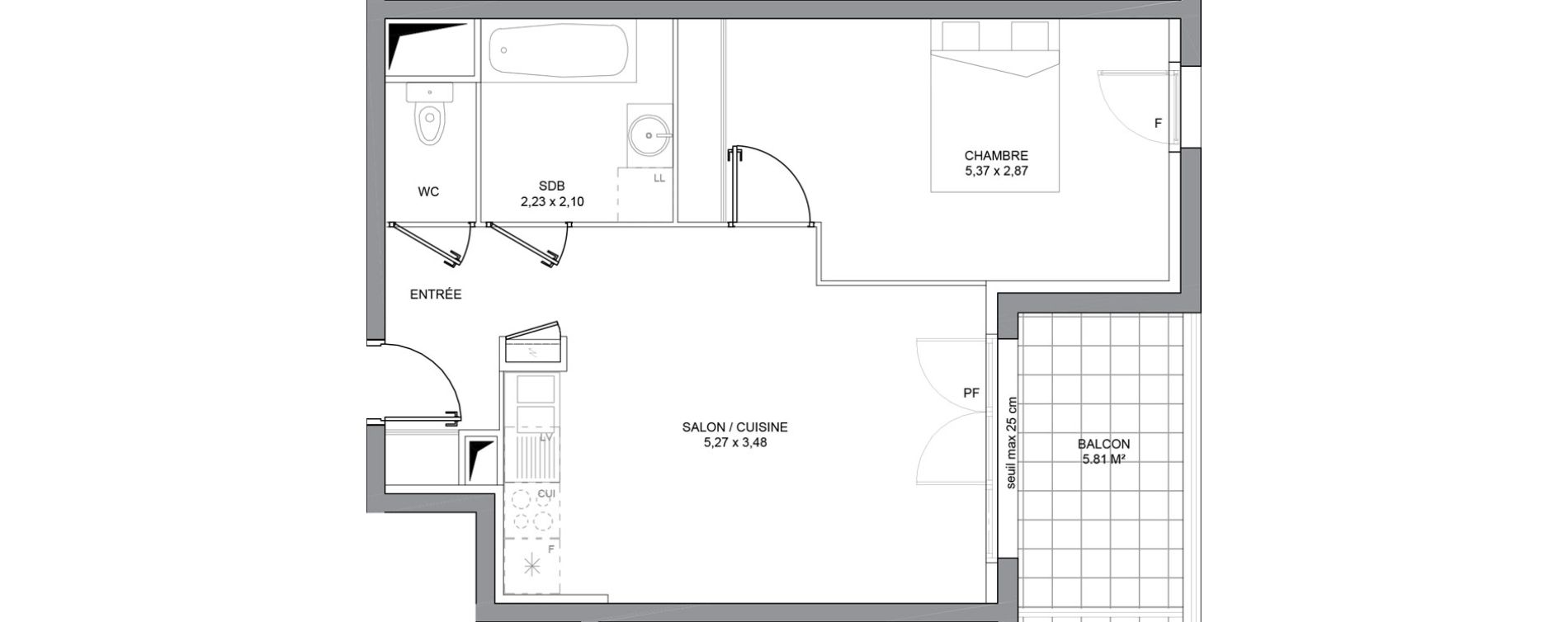 Appartement T2 de 44,09 m2 &agrave; Basse-Goulaine Centre