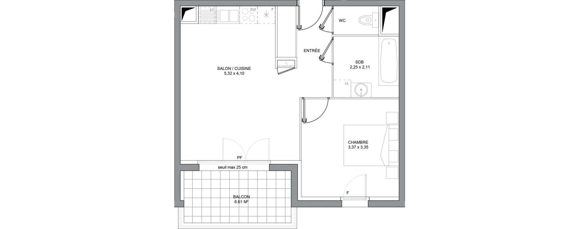 Appartement T2 de 42,06 m2 &agrave; Basse-Goulaine Centre