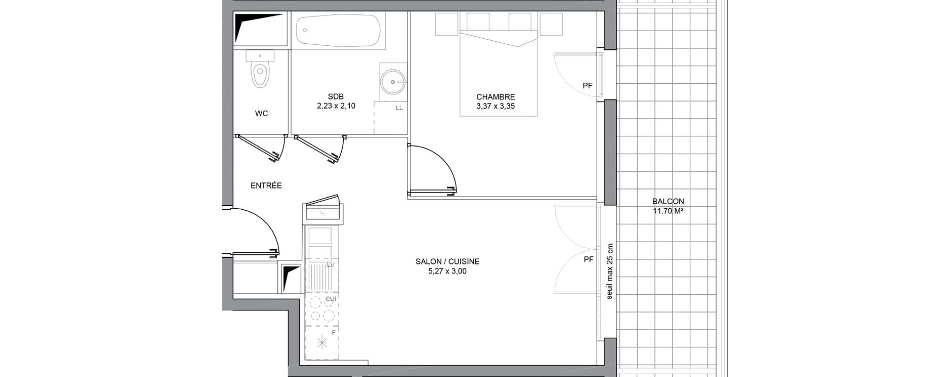 Appartement T2 de 38,33 m2 &agrave; Basse-Goulaine Centre