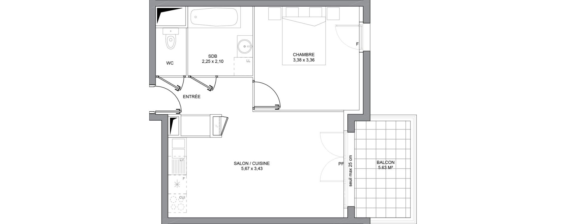 Appartement T2 de 39,95 m2 &agrave; Basse-Goulaine Centre