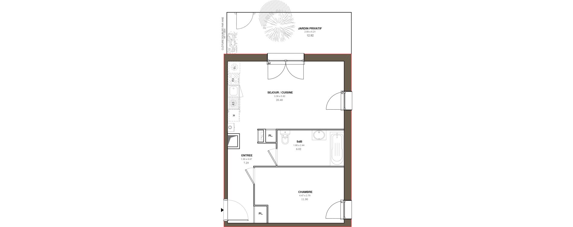 Appartement T2 de 45,61 m2 &agrave; Blain Centre