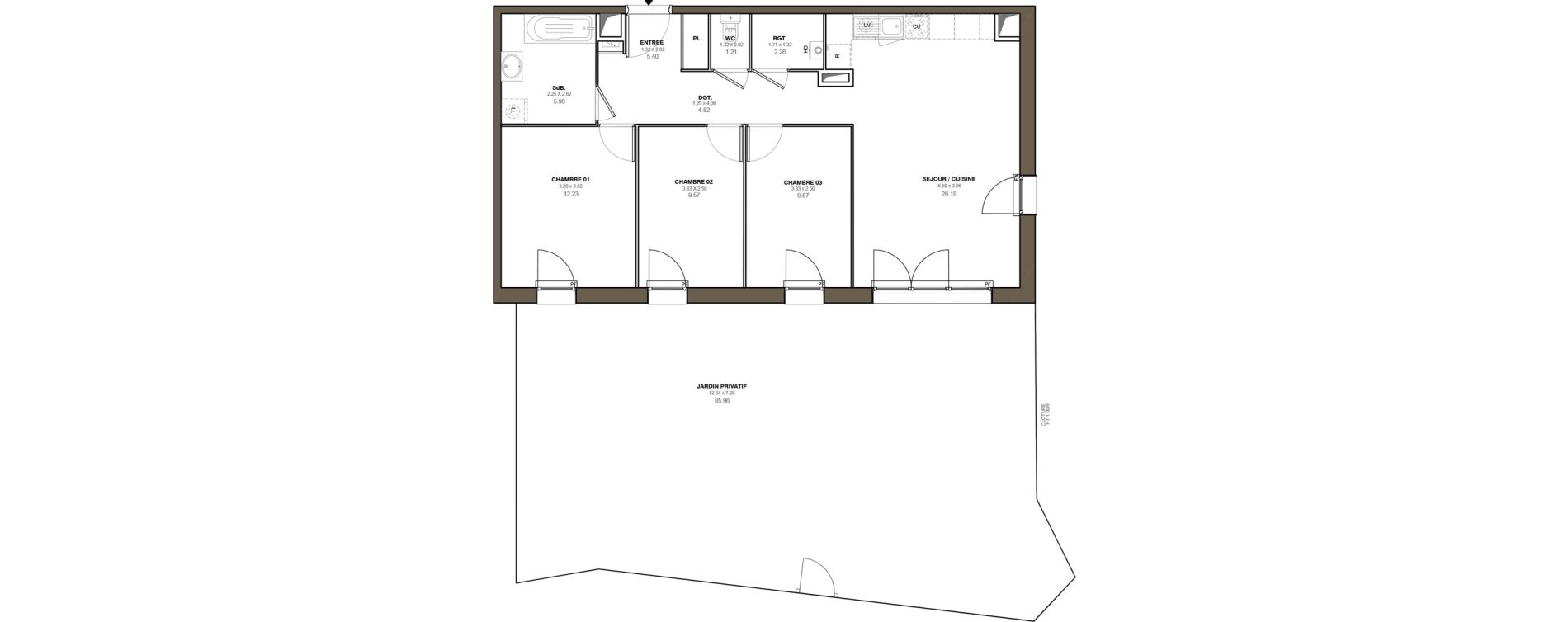 Appartement T4 de 77,15 m2 &agrave; Blain Centre
