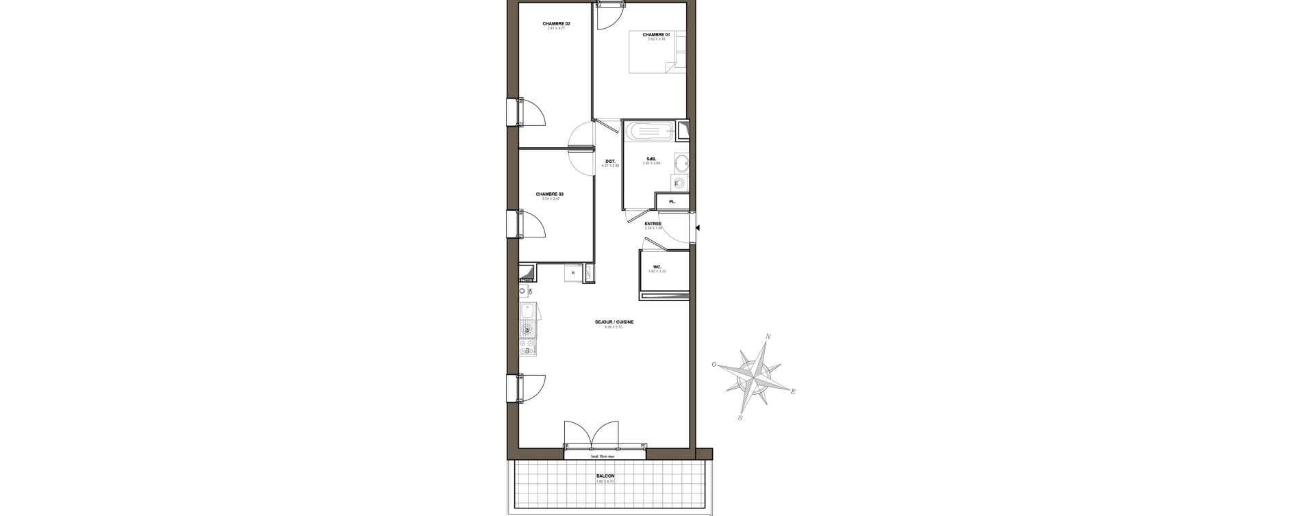 Appartement T4 de 80,55 m2 &agrave; Blain Centre