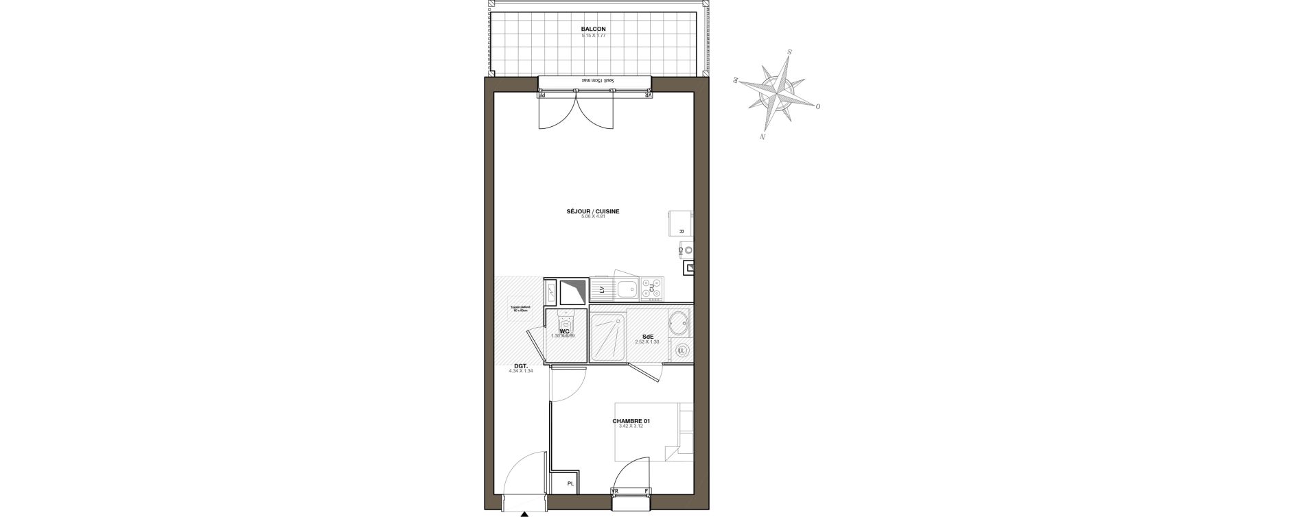 Appartement T2 de 44,65 m2 &agrave; Blain Centre
