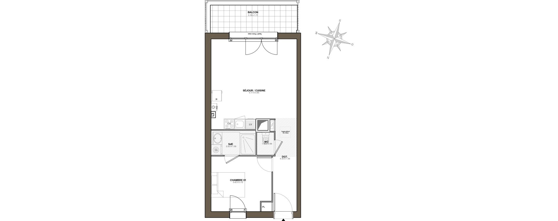 Appartement T2 de 45,05 m2 &agrave; Blain Centre