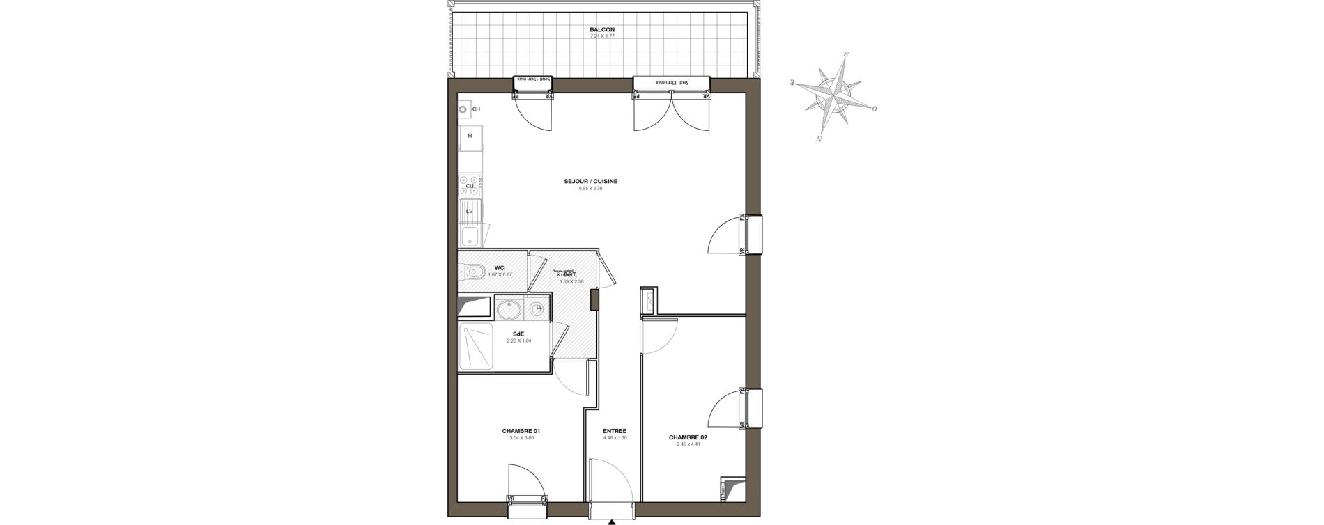 Appartement T3 de 64,14 m2 &agrave; Blain Centre