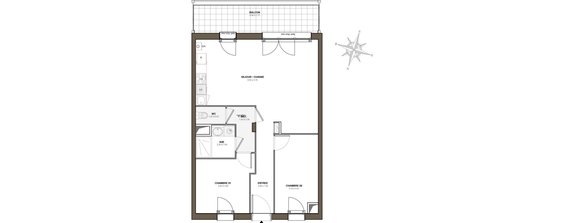Appartement T3 de 63,93 m2 &agrave; Blain Centre