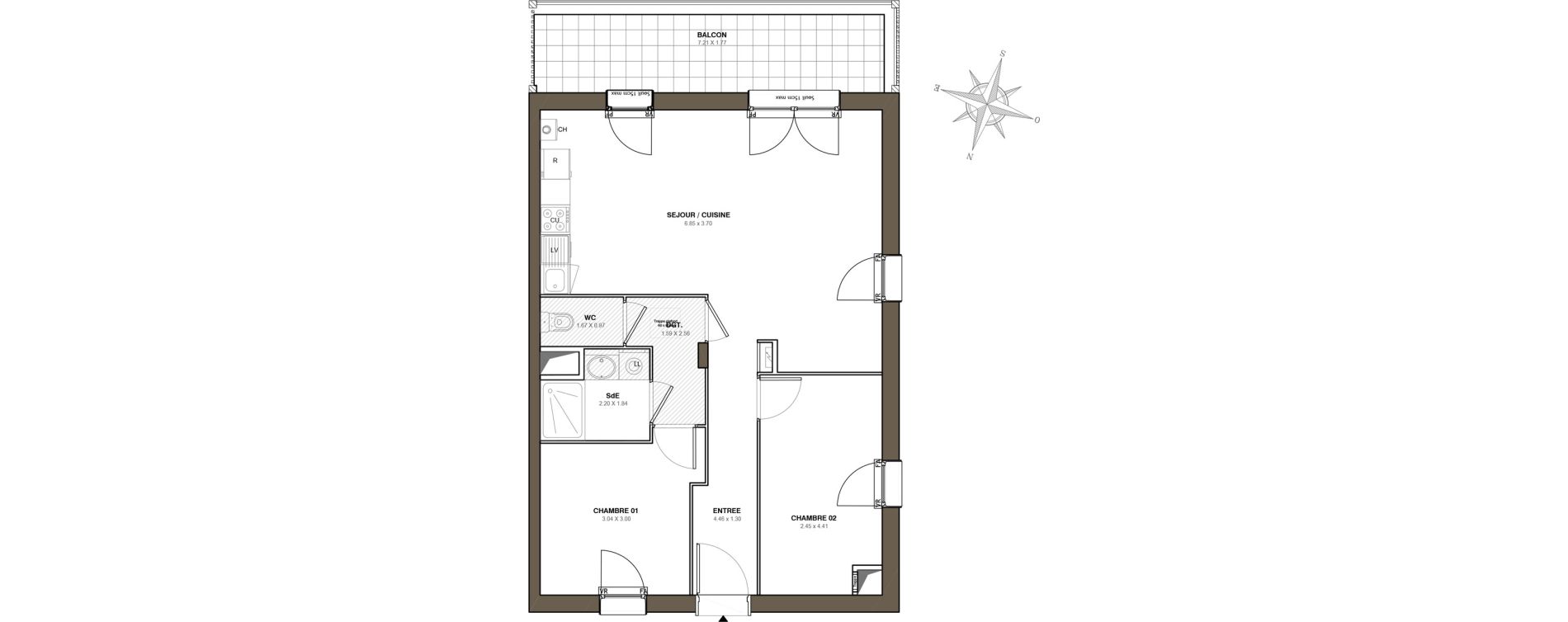 Appartement T3 de 64,13 m2 &agrave; Blain Centre