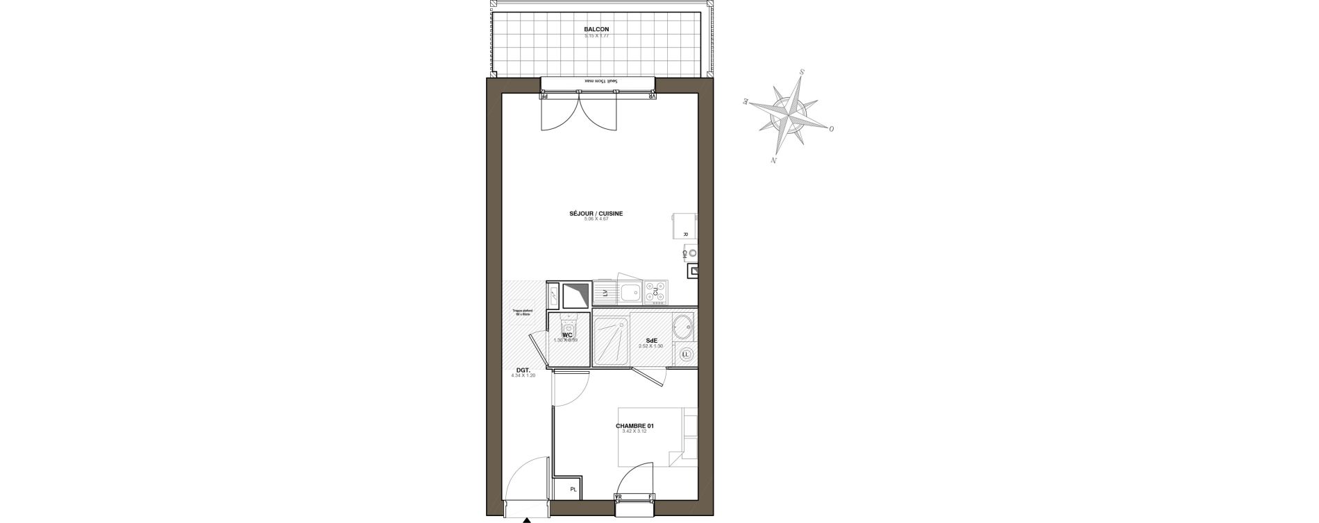 Appartement T2 de 43,31 m2 &agrave; Blain Centre