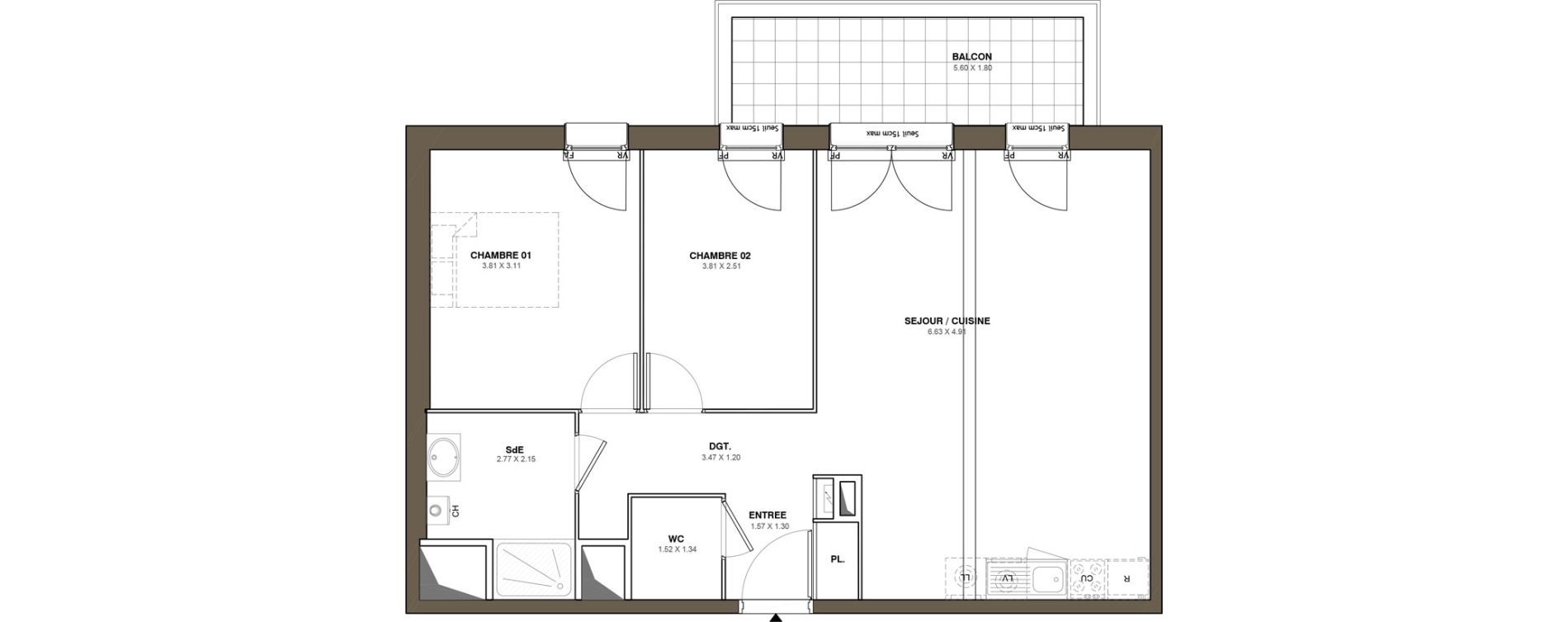 Appartement T3 de 68,02 m2 &agrave; Blain Centre