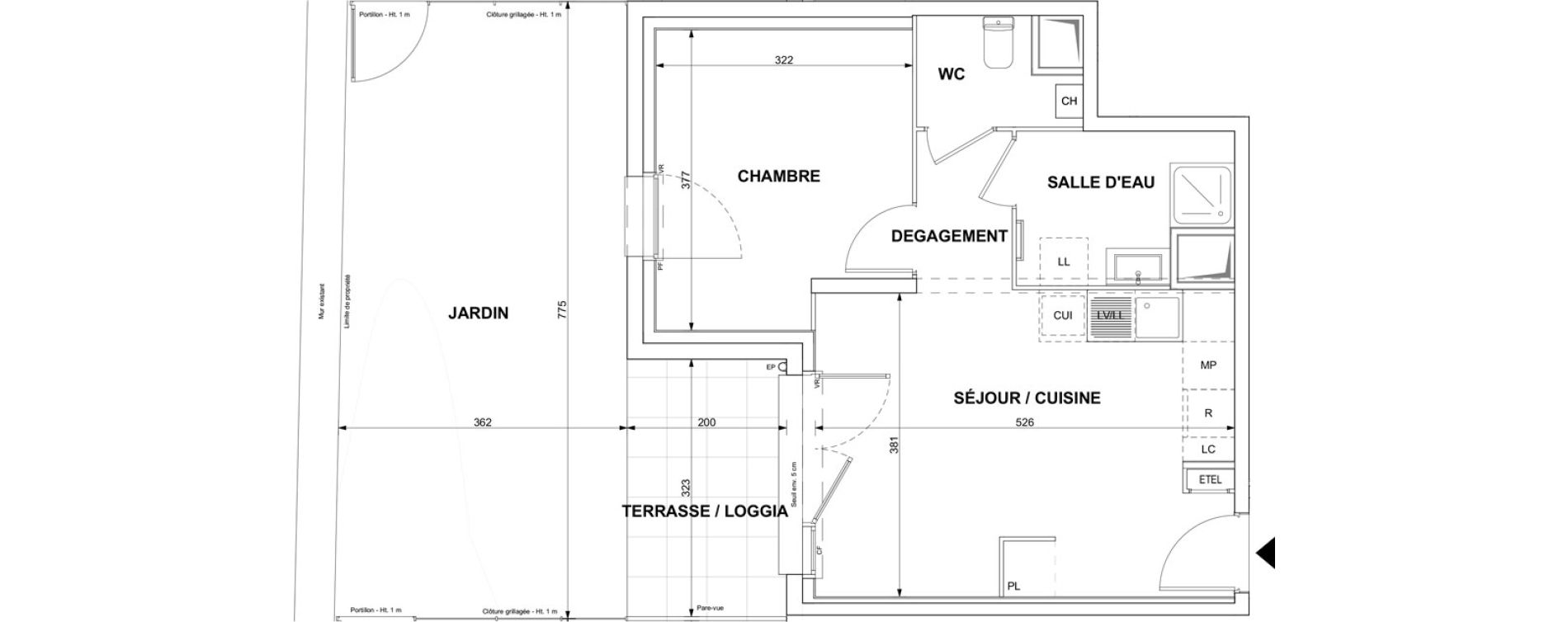 Appartement T2 de 40,73 m2 &agrave; Blain Centre
