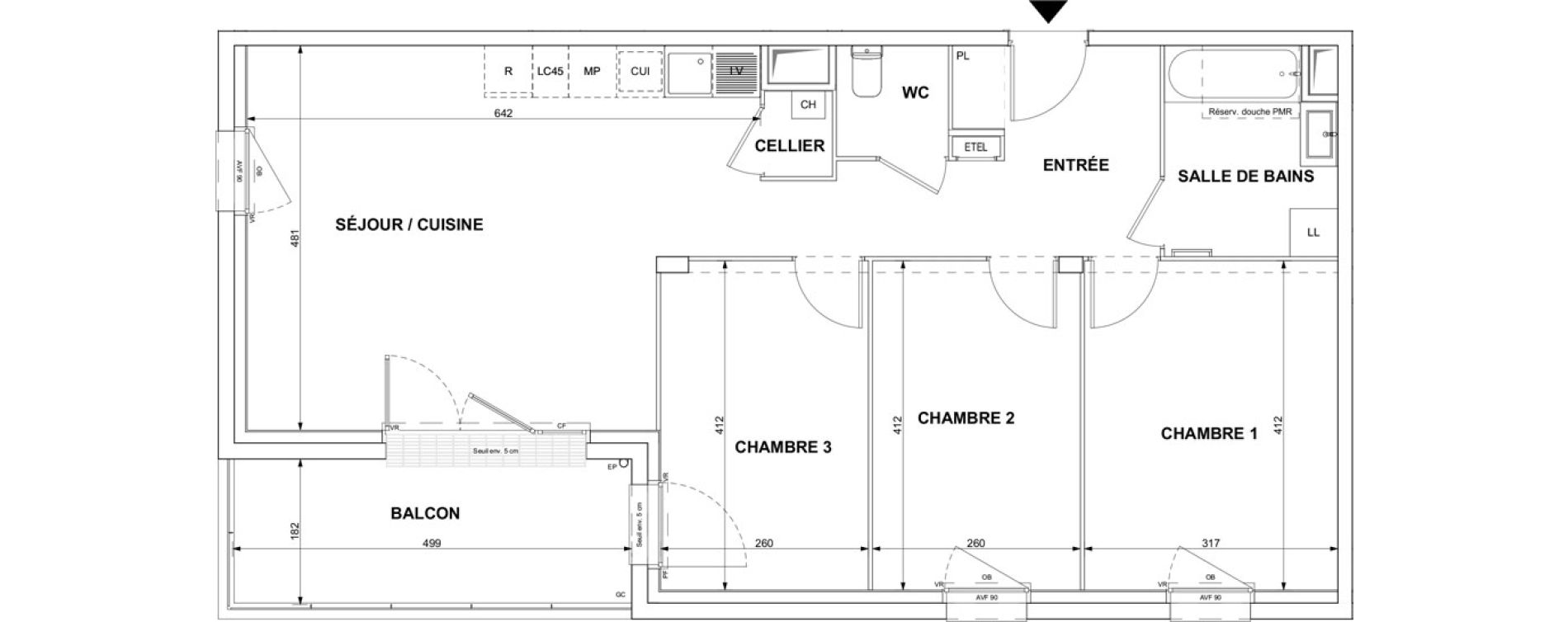 Appartement T4 de 79,96 m2 &agrave; Blain Centre