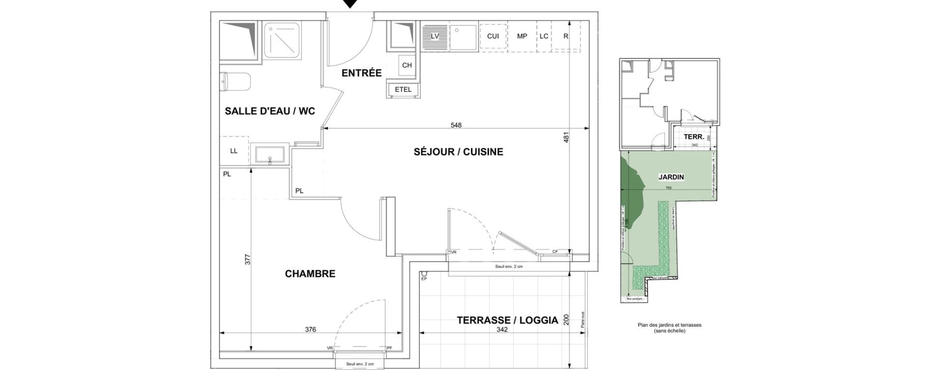 Appartement T2 de 41,97 m2 &agrave; Blain Centre