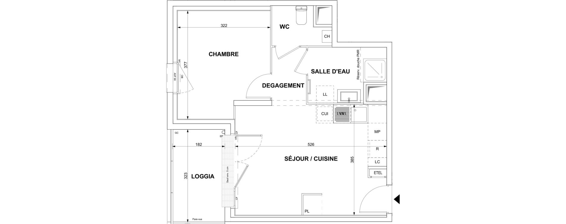 Appartement T2 de 40,73 m2 &agrave; Blain Centre