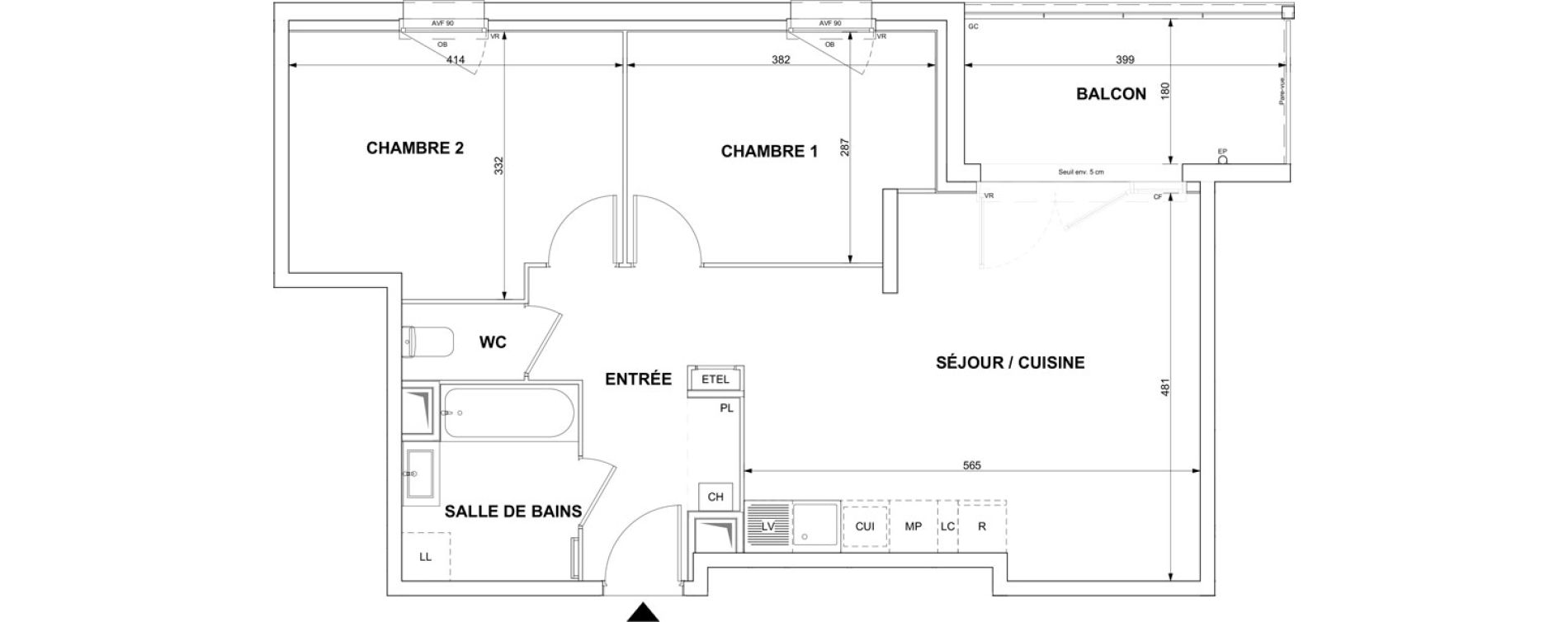 Appartement T3 de 61,52 m2 &agrave; Blain Centre