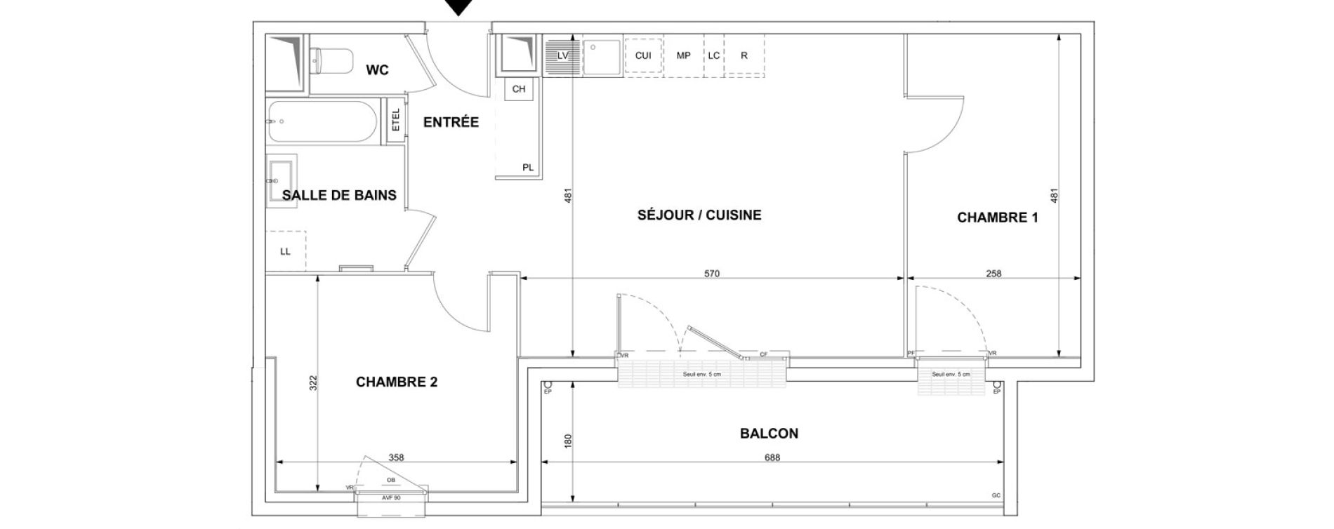 Appartement T3 de 63,29 m2 &agrave; Blain Centre