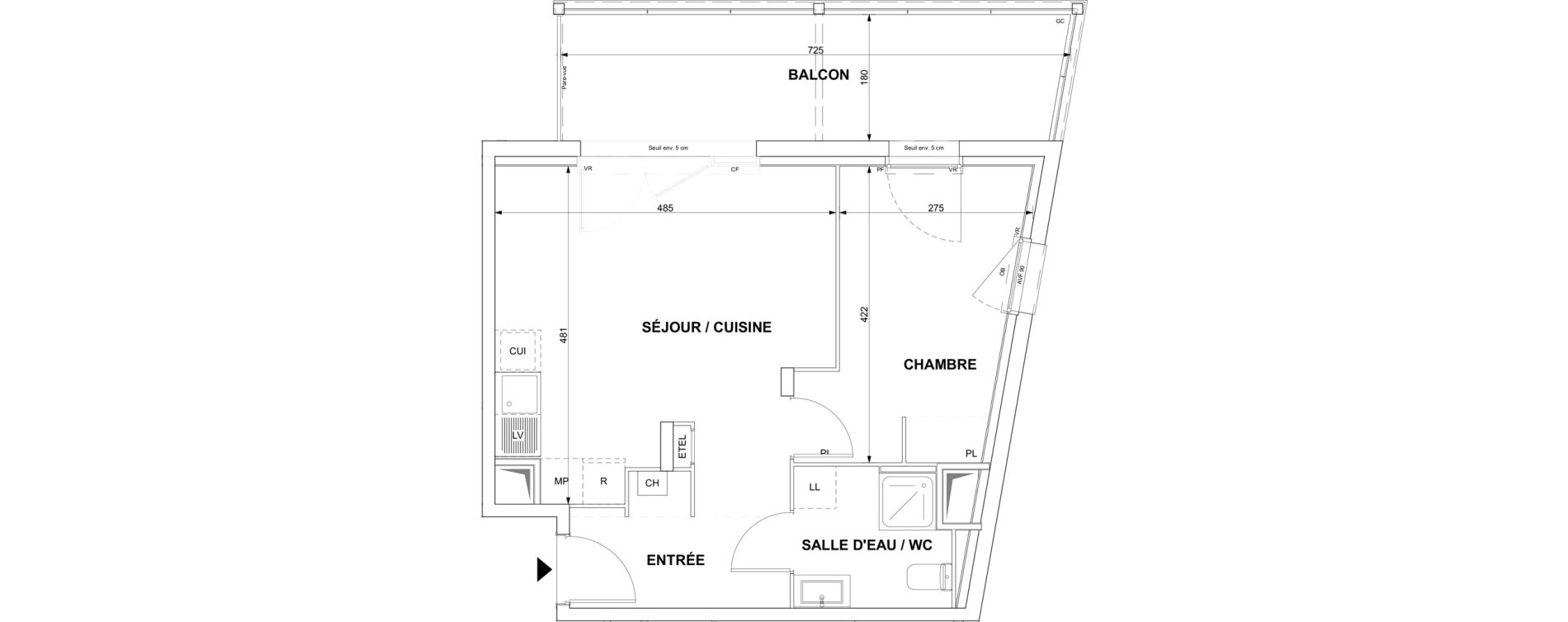 Appartement T2 de 40,89 m2 &agrave; Blain Centre
