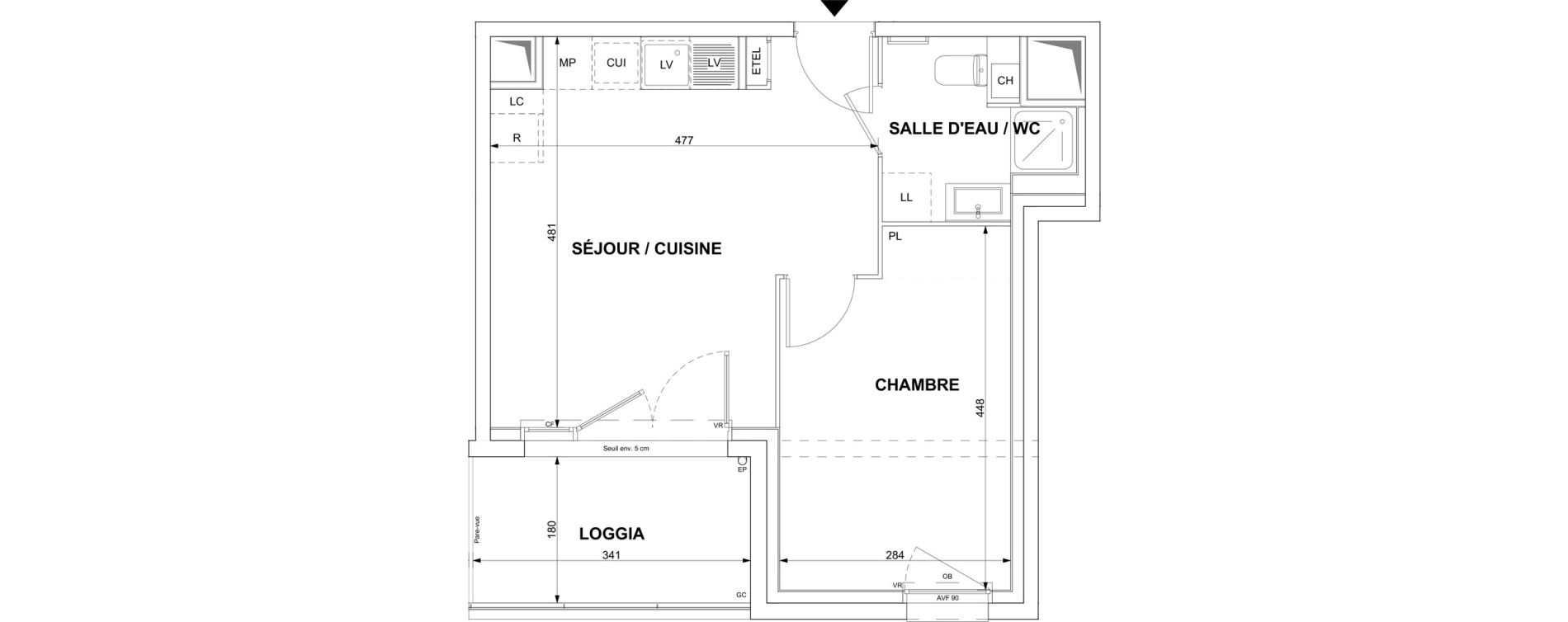Appartement T2 de 36,28 m2 &agrave; Blain Centre