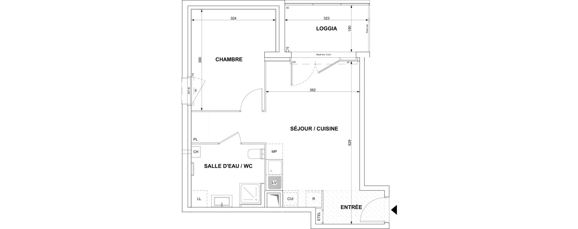 Appartement T2 de 43,69 m2 &agrave; Blain Centre