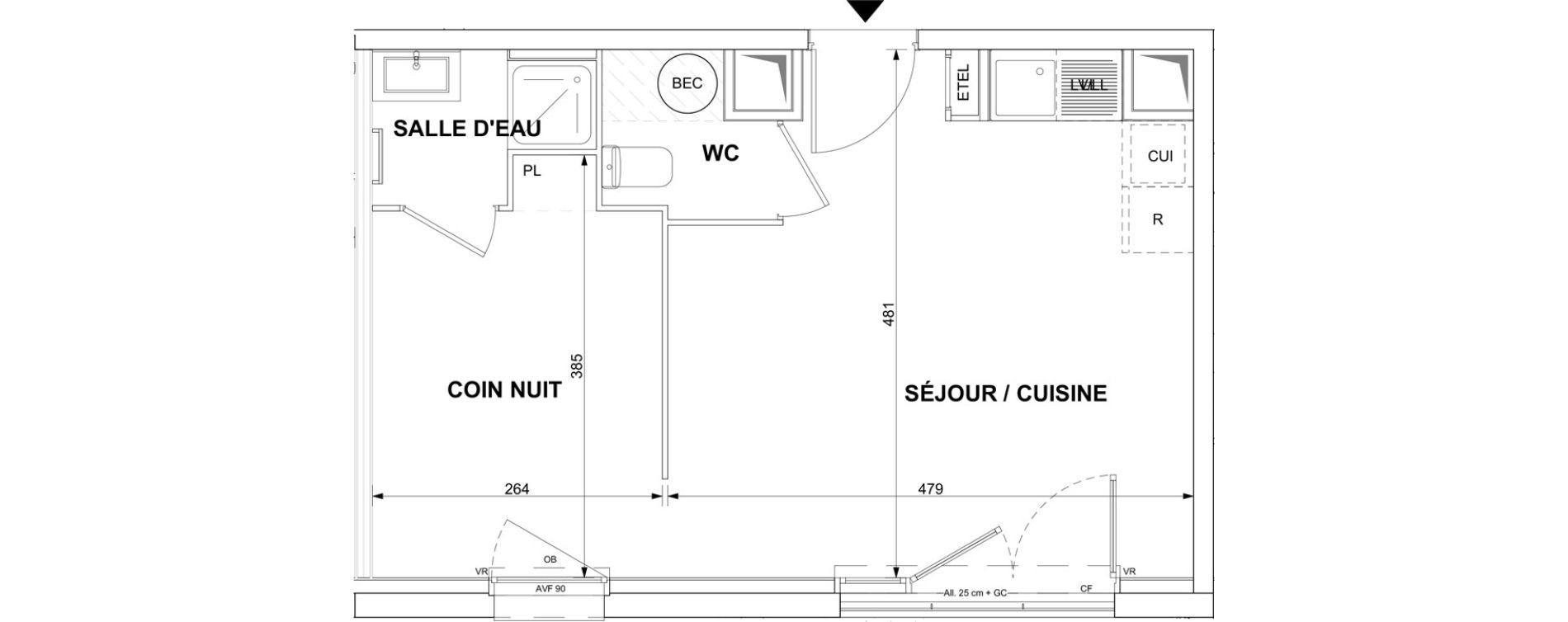 Appartement T1 de 34,11 m2 &agrave; Blain Centre