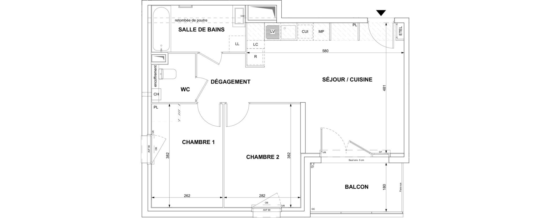Appartement T3 de 56,27 m2 &agrave; Blain Centre