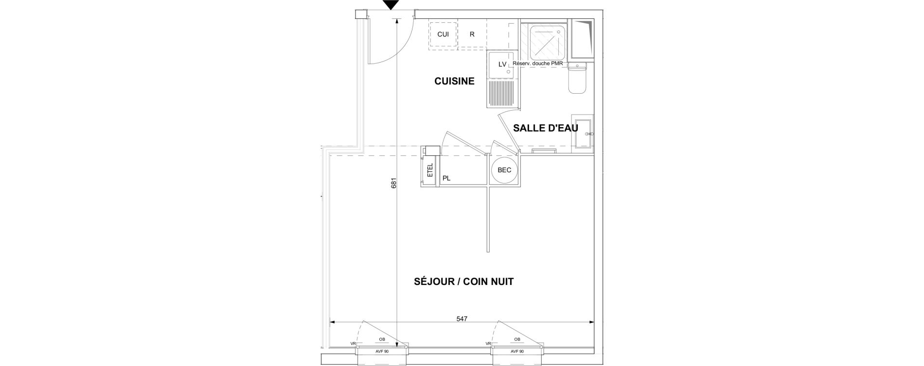 Appartement T1 de 33,89 m2 &agrave; Blain Centre