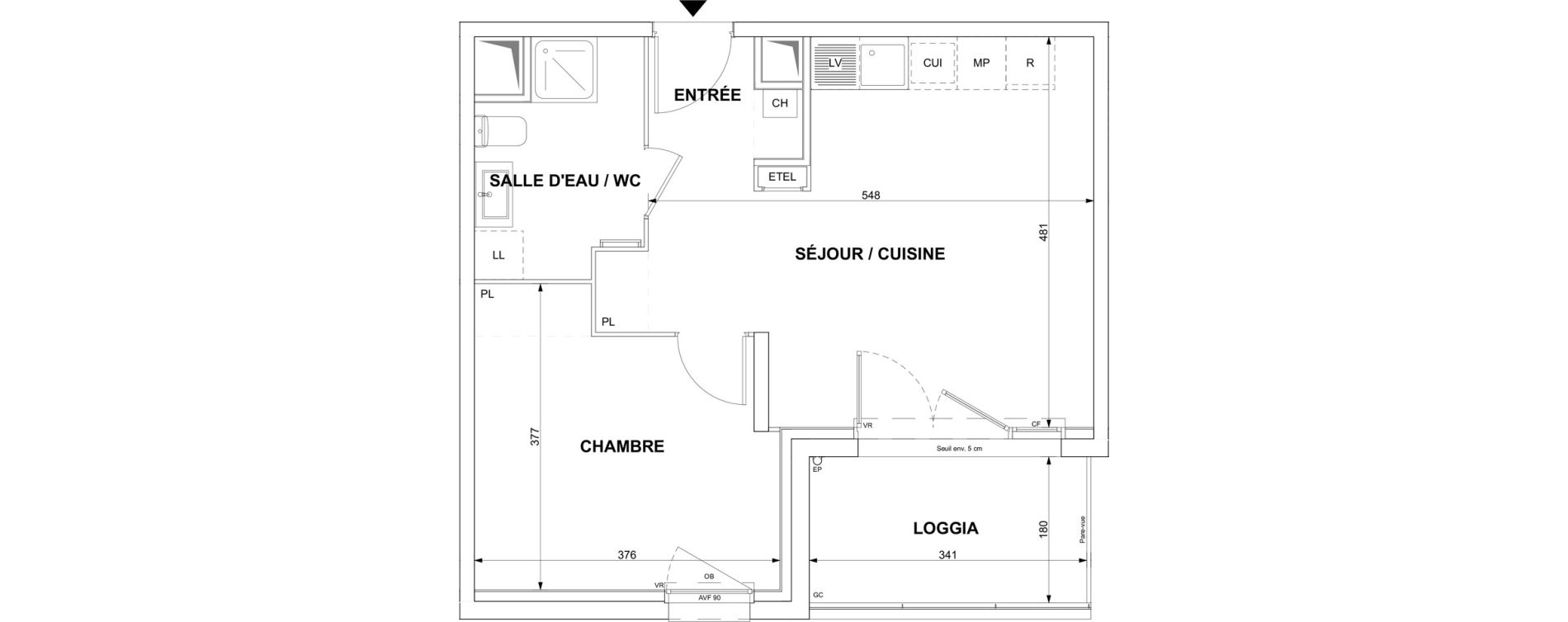 Appartement T2 de 42,17 m2 &agrave; Blain Centre