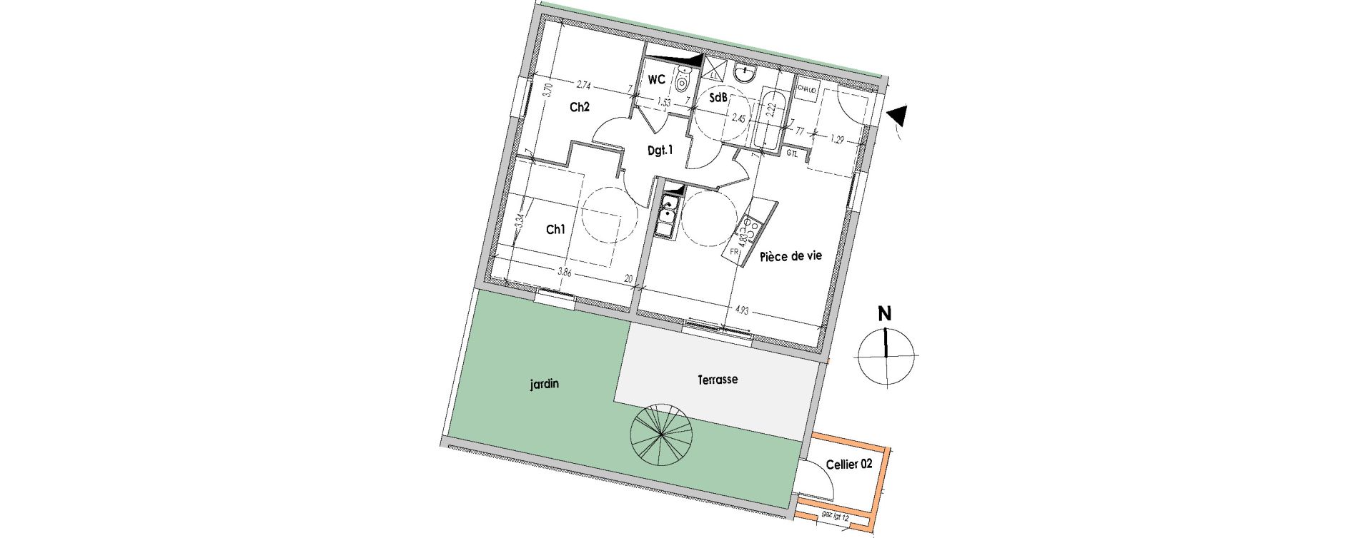 Appartement T3 de 60,51 m2 &agrave; Bouaye Les ormeaux