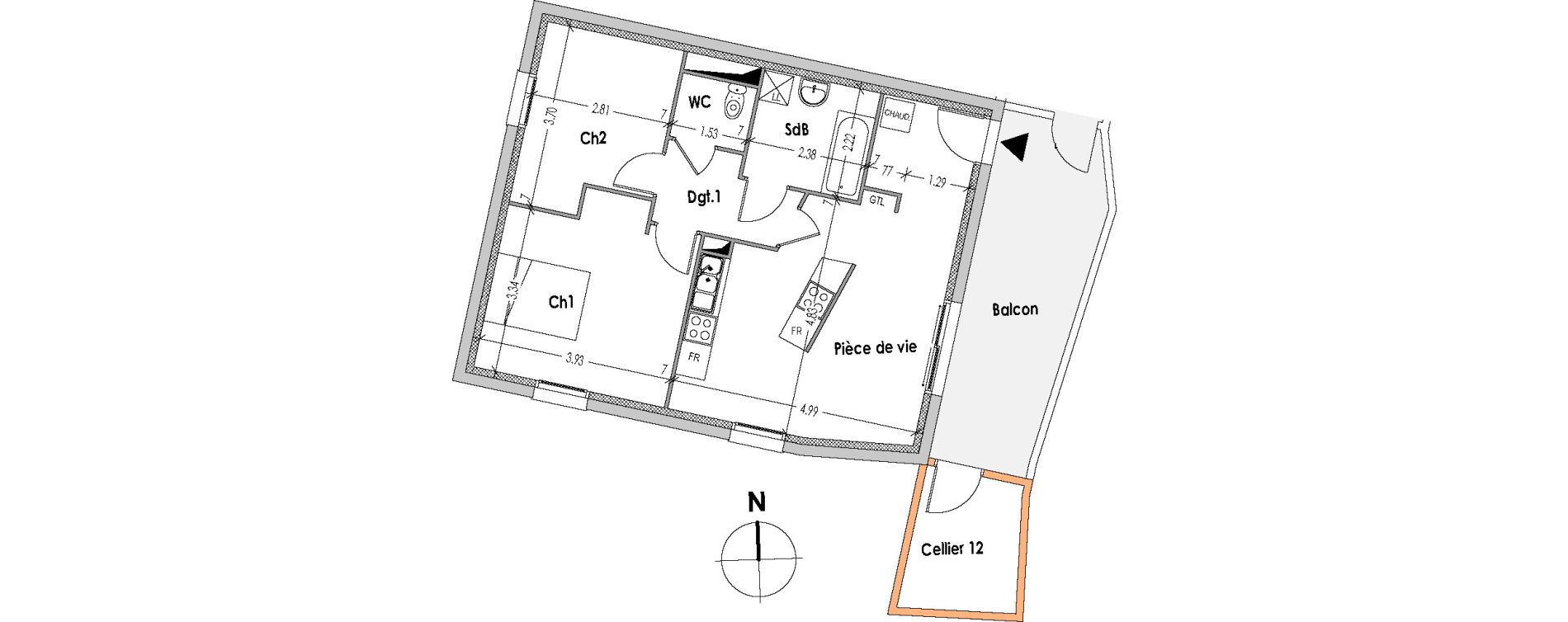Appartement T3 de 61,01 m2 &agrave; Bouaye Les ormeaux