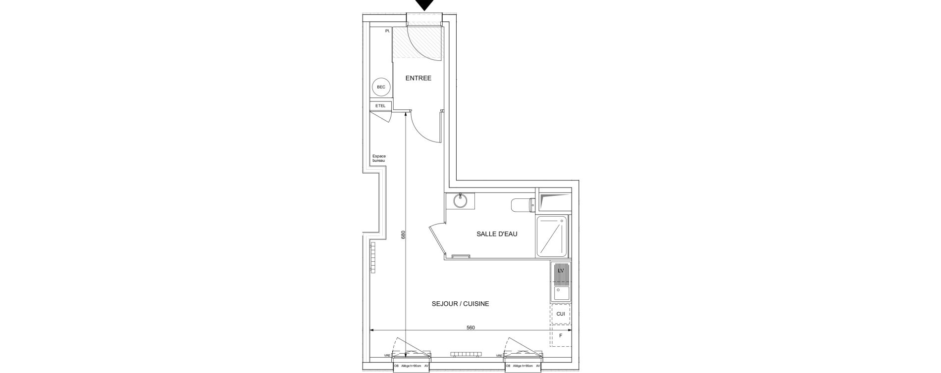Appartement T1 de 32,78 m2 &agrave; Bouguenais Les couets